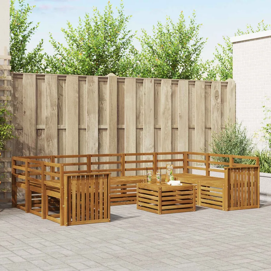 Ensembles de canapés 10 pcs Naturel Bois d'Acacia Massif