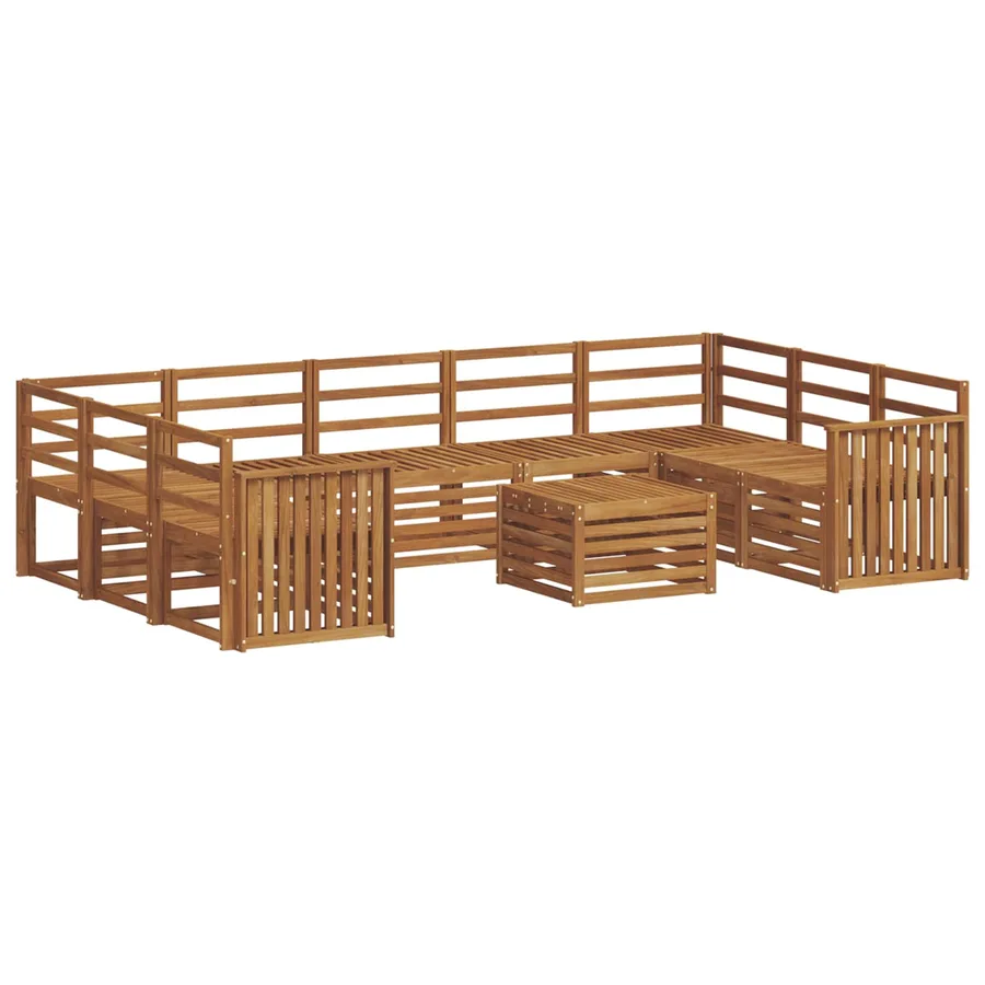 Ensembles de canapés 10 pcs Naturel Bois d'Acacia Massif - 2