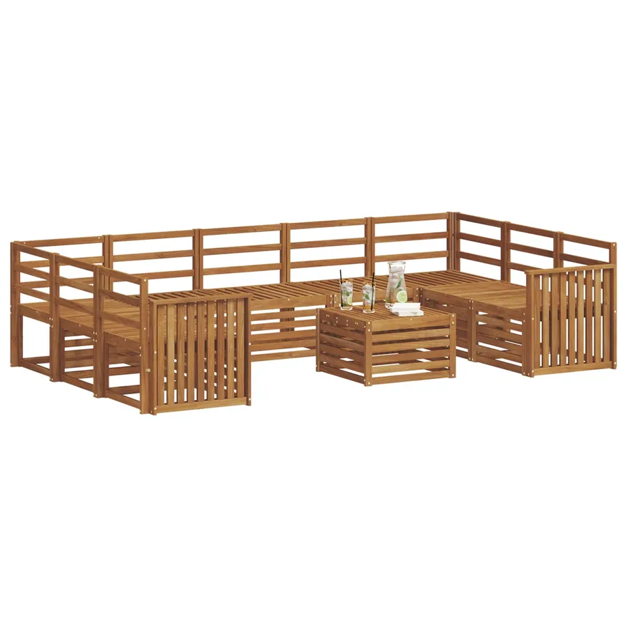 Ensembles de canapés 10 pcs Naturel Bois d'Acacia Massif - 3