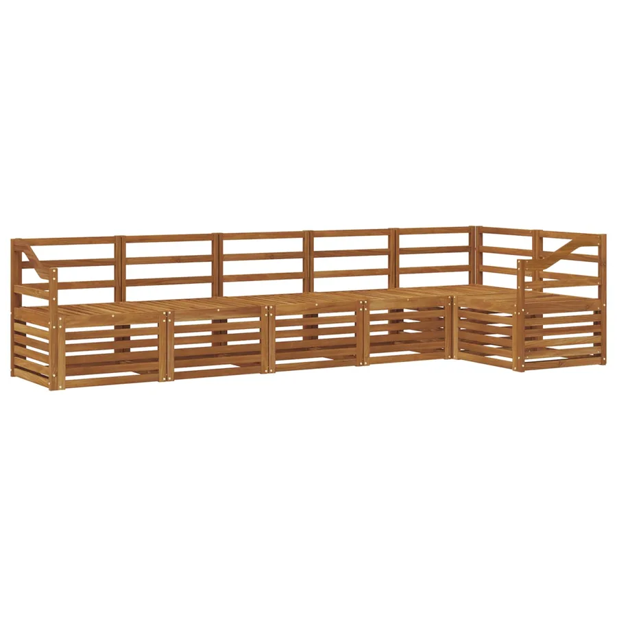 Ensemble de canapé d'angle 6 pcs Naturel Bois d'Acacia Massif - 2
