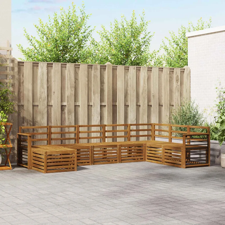 Ensembles de canapés 8 pcs Naturel Bois d'Acacia Massif