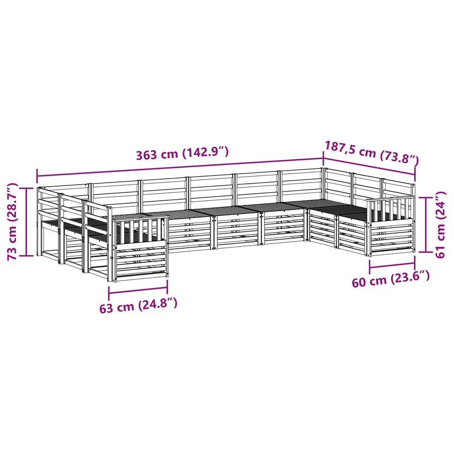 Ensemble de canapé d'angle 10 pcs Naturel - 8