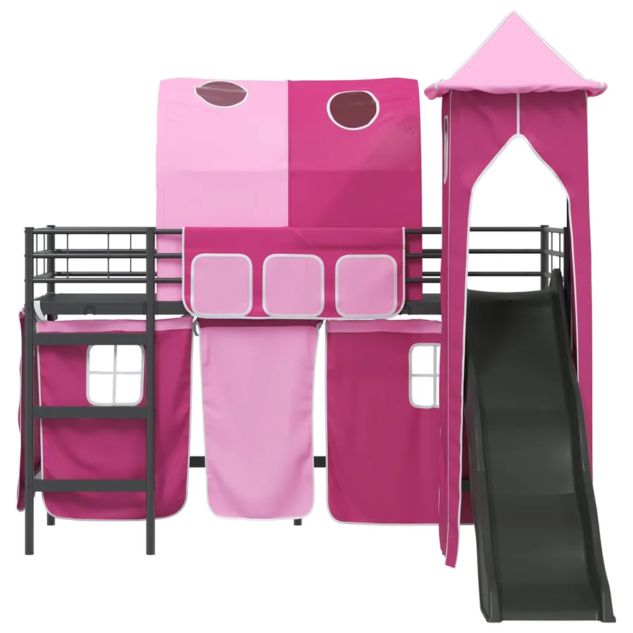 Lit mezzanine pour enfants Uni Noir et rose 75 x 190 cm métal - 6