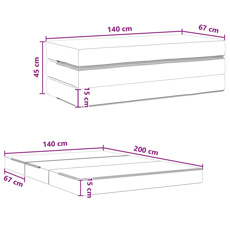 Canapé-lit pliable 140 x 67 x 45 cm Rose - 8