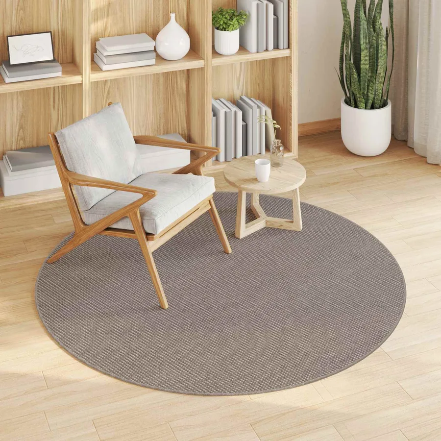 Tapis de surface Rond LUGO Crème et Taupe Ø 200 CM Polyester - 3