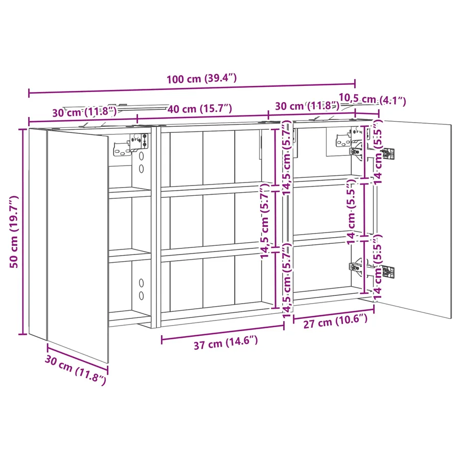 Ensemble de Meubles de Salle de Bain 3 pcs 100 x 10,5 x 50 cm - 13