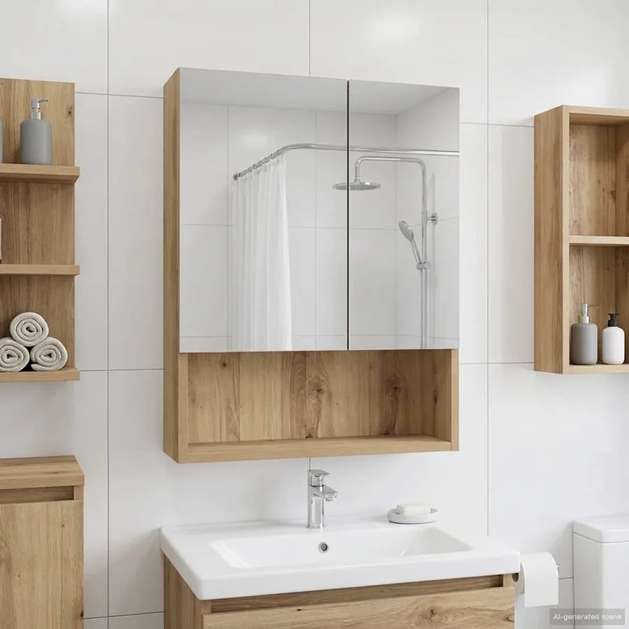 Armoire Miroir de Salle de Bain Chêne artisan 50 x 14,5 x 70 cm
