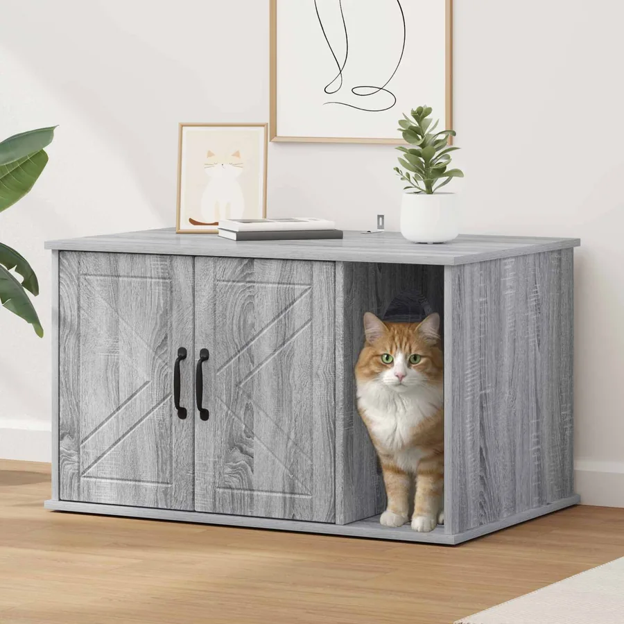 Maison pour chat Gris Sonoma 85 x 55 x 50 cm Bois d'ingénierie