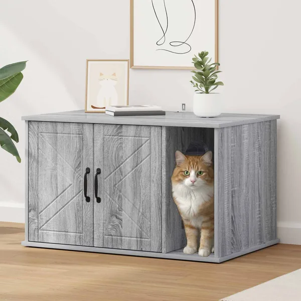 Maison pour chat Gris Sonoma 85 x 55 x 50 cm Bois d'ingénierie