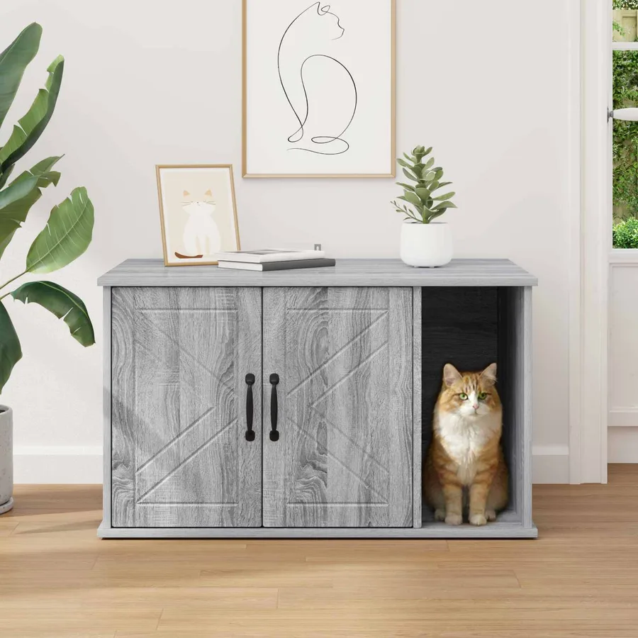Maison pour chat Gris Sonoma 85 x 55 x 50 cm Bois d'ingénierie - 4