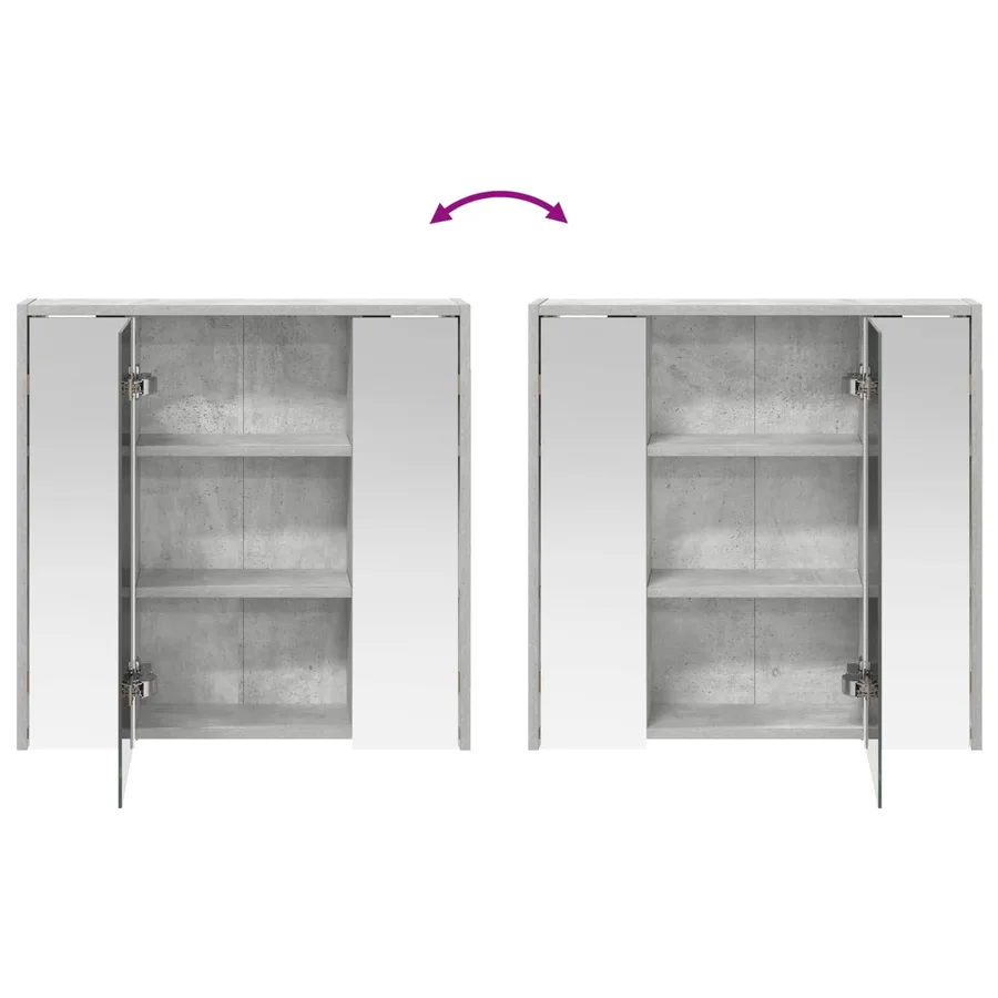 Armoire Miroir de Salle de Bain Gris béton 63,5 x 16 x 62,5 cm - 10