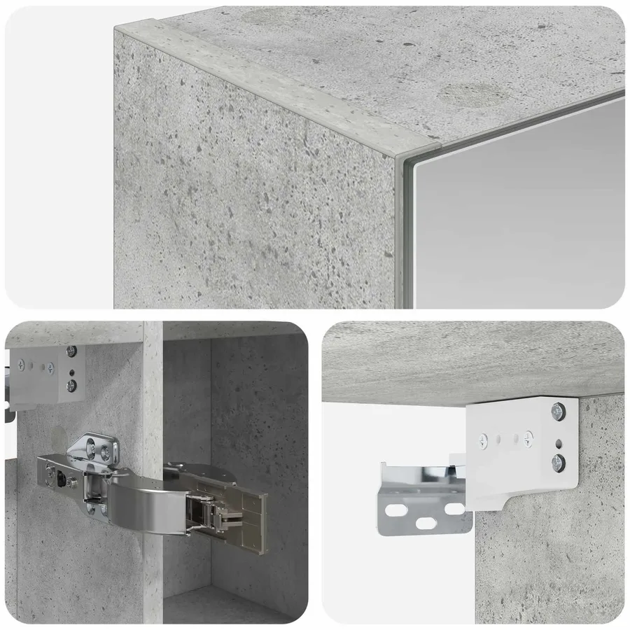 Armoire Miroir de Salle de Bain Gris béton 70 x 14,5 x 70 cm - 8