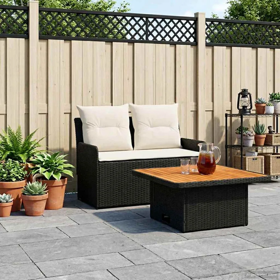 Canapé de jardin avec accoudoirs et table relevable 2 Pièce - 4