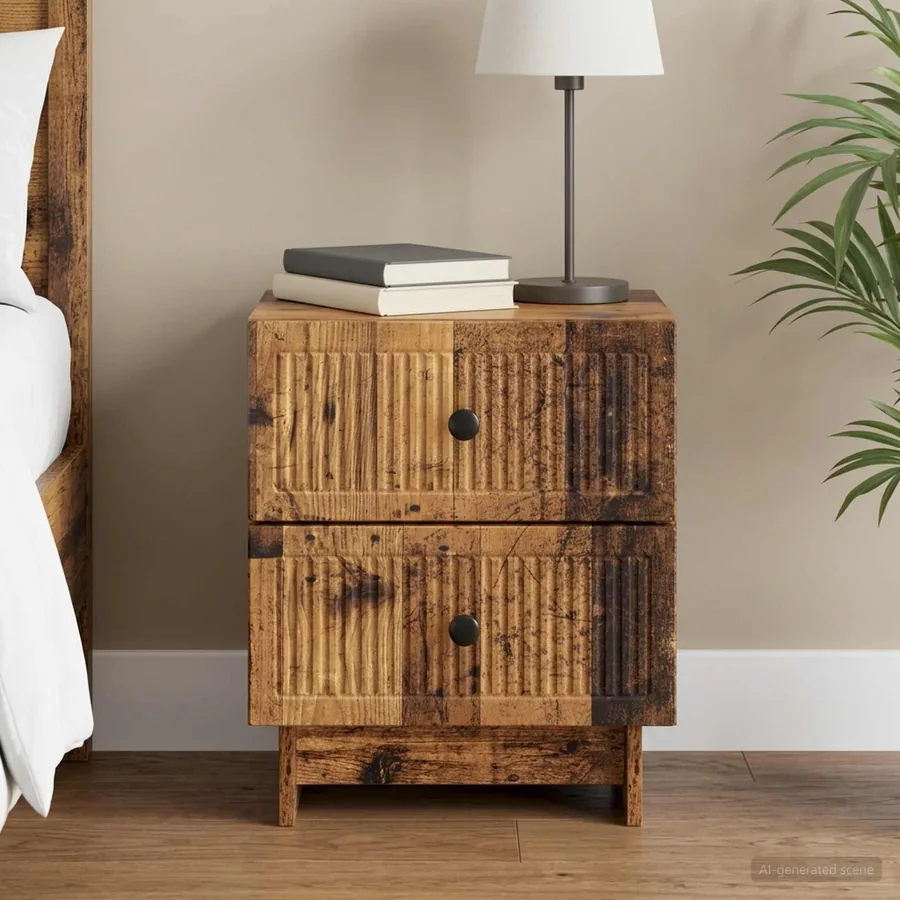 Cabinet de chevet avec tiroir Bois ancien 43 x 34,5 x 47,5 cm