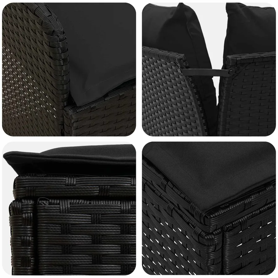 Ensembles de meubles avec oreiller 7 pcs Noir Rotin PE - 8