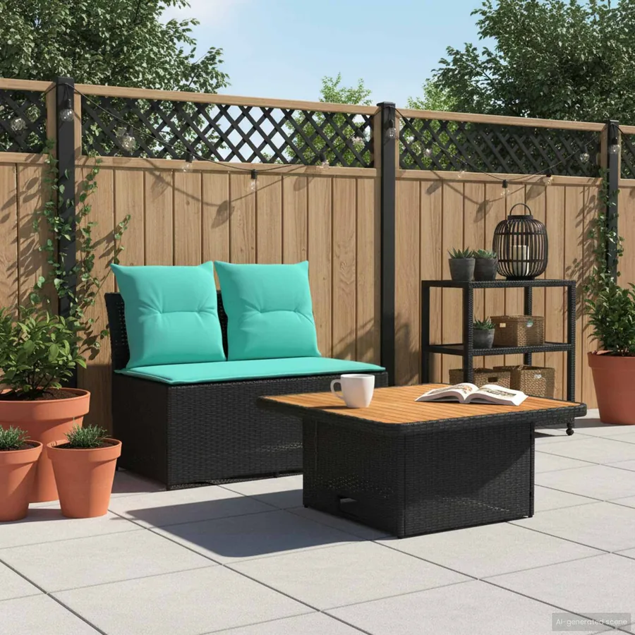 2 Pièce Canapé du milieu de jardin avec table relevable