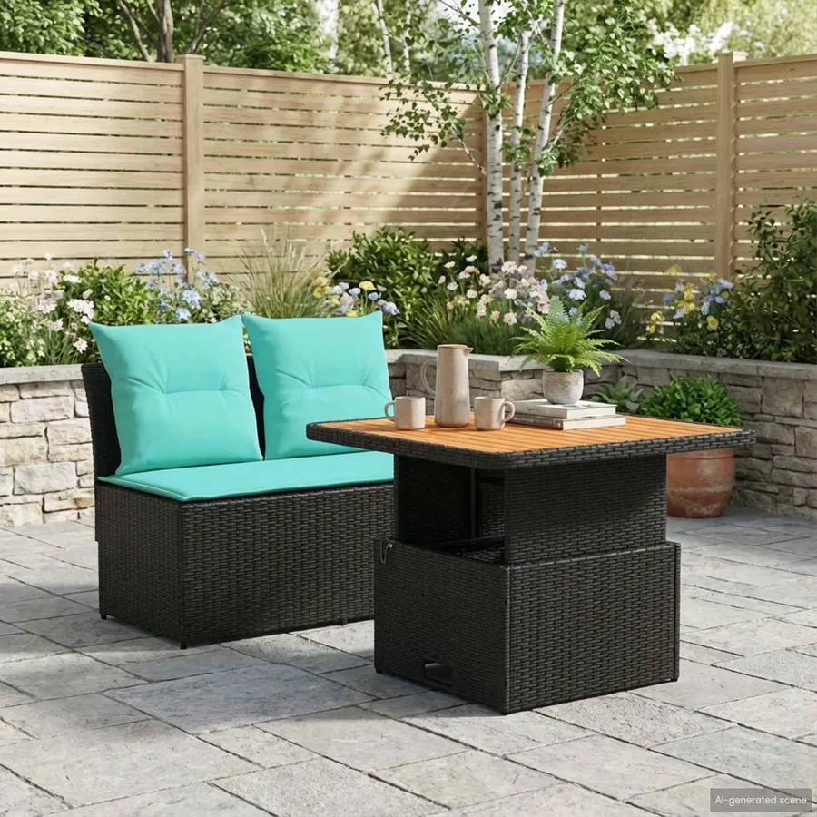 2 Pièce Canapé du milieu de jardin avec table relevable - 4