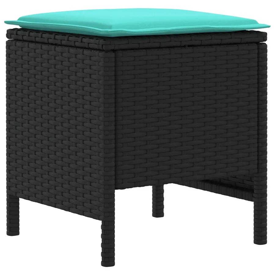 Pouf de Jardin 2 Pièce Noir et turquoise 38 x 38 x 45 cm - 6
