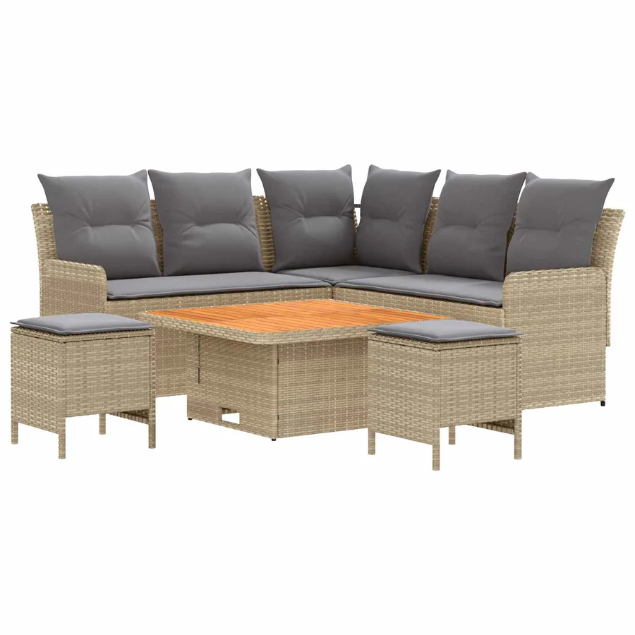 Ensembles de meubles 6 pcs Beige et Gris clair Rotin PE - 2