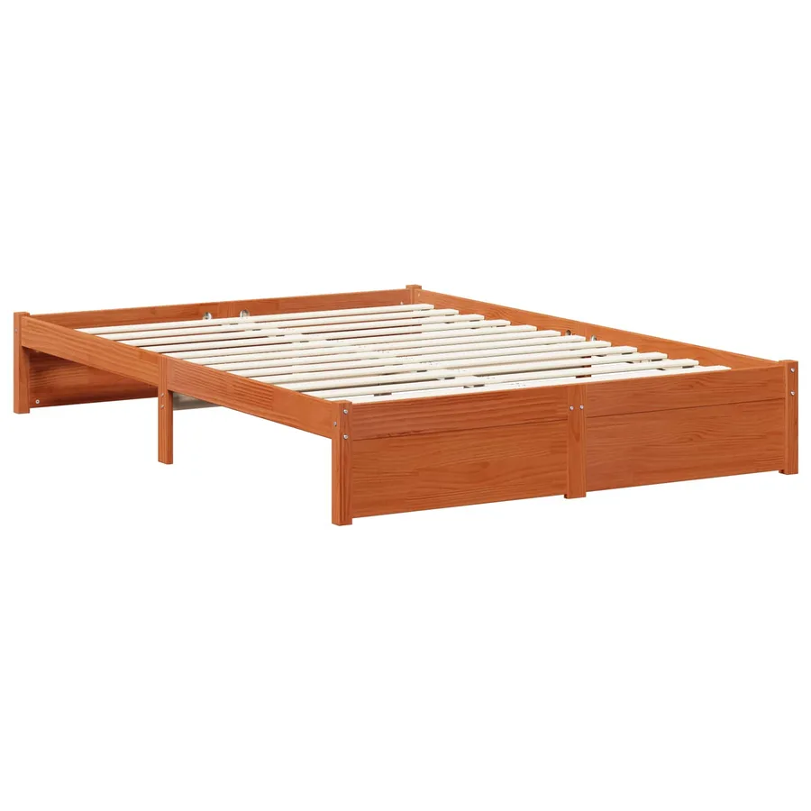 Cadre de lit avec tiroir 3 pcs Cire marron Bois de Pin Massif - 4