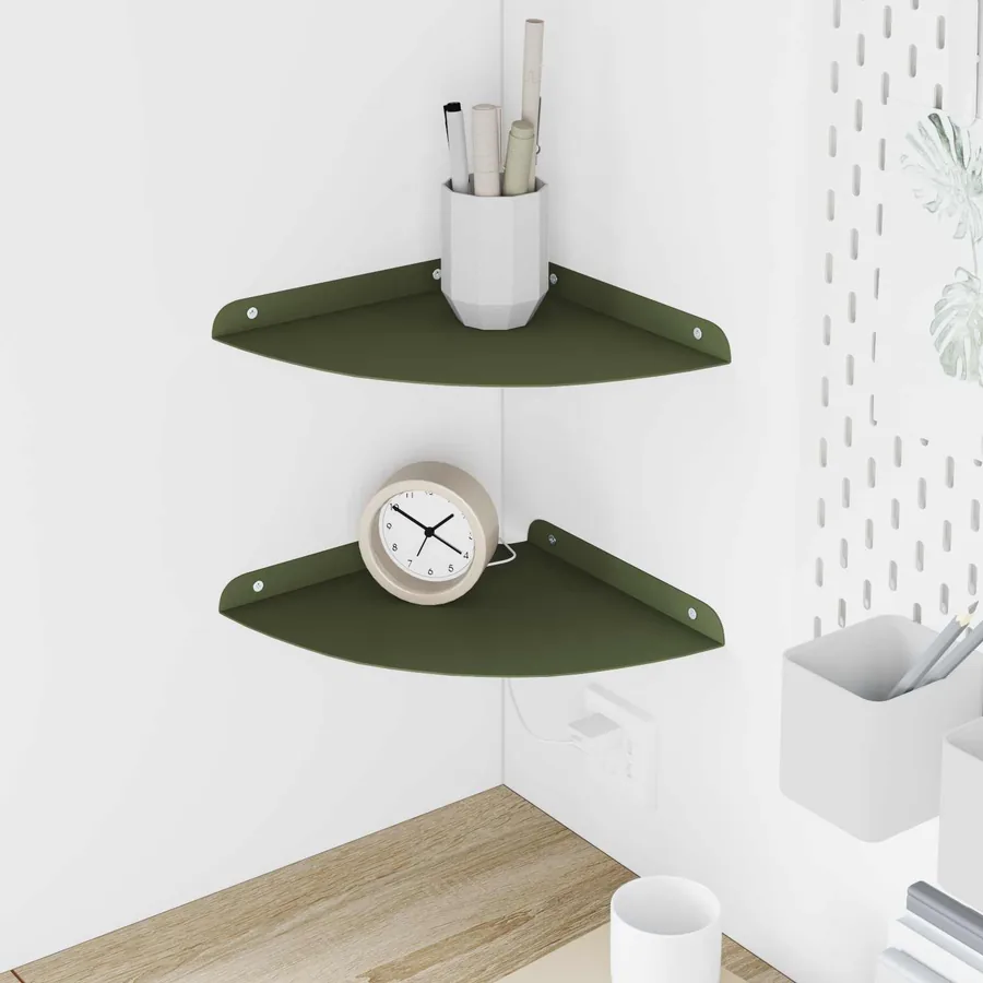 Étagère flottante avec étagère 2 pcs Vert olive 24 x 24 x 2 cm