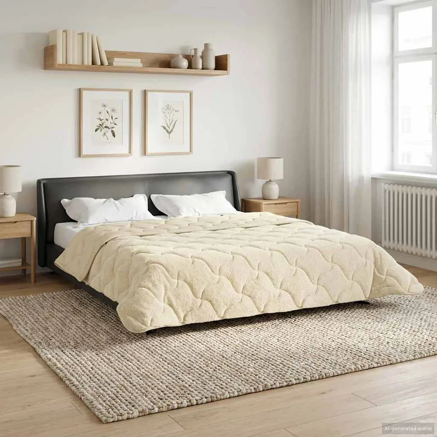 Duvet d'hiver Crème 200 x 220 cm Microfibre et polaire Teddy - 4