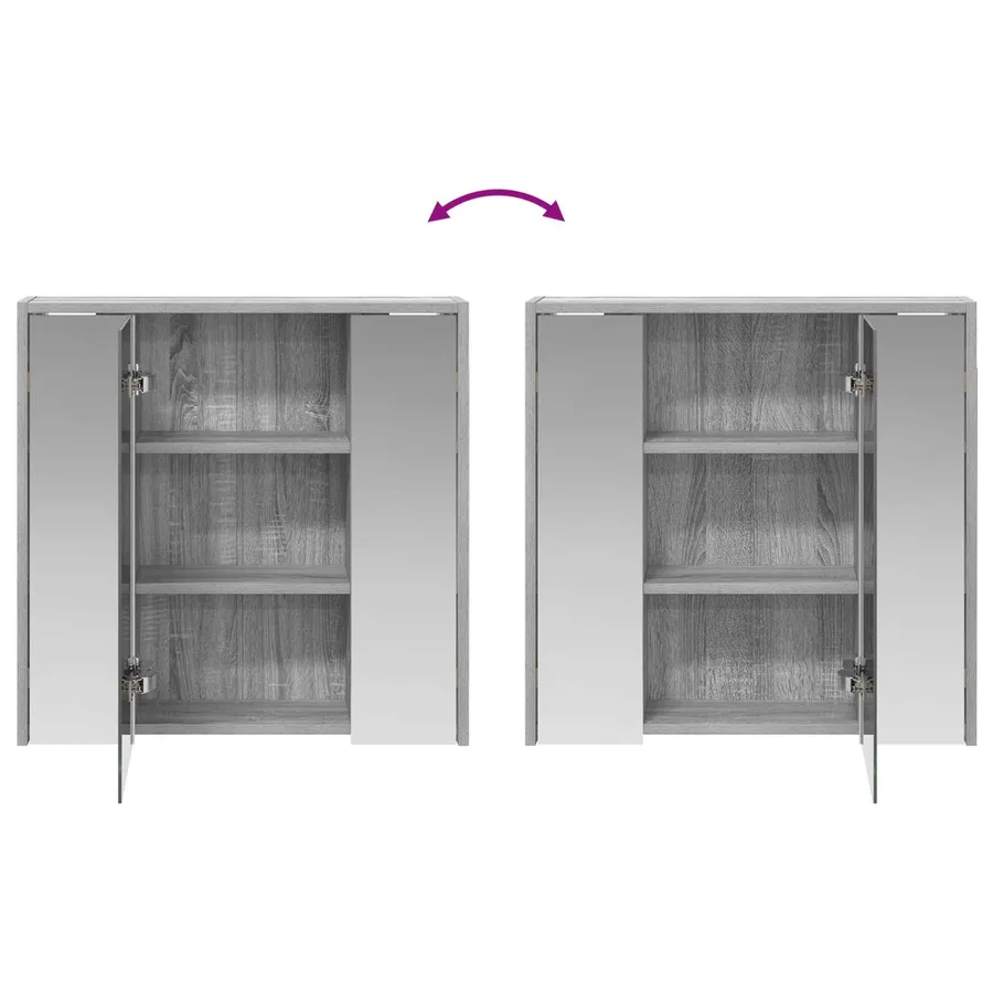 Armoire Miroir de Salle de Bain Gris Sonoma 63,5 x 16 x 62,5 cm - 10