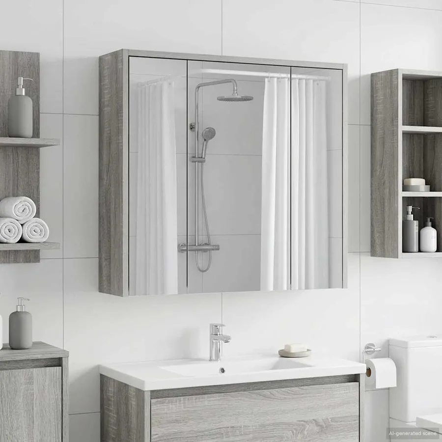 Armoire Miroir de Salle de Bain Gris Sonoma 63,5 x 16 x 62,5 cm - 4