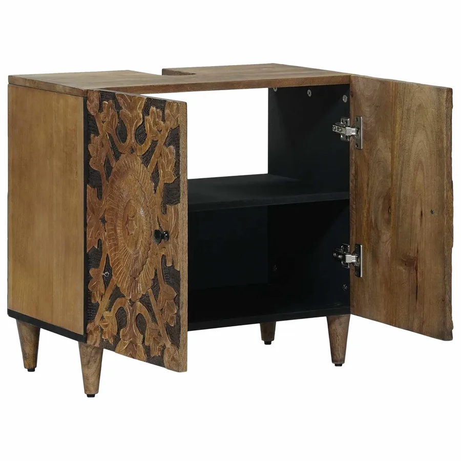 Meuble sous Lavabo de Salle de Bain Marron 62 x 33 x 58 cm - 2