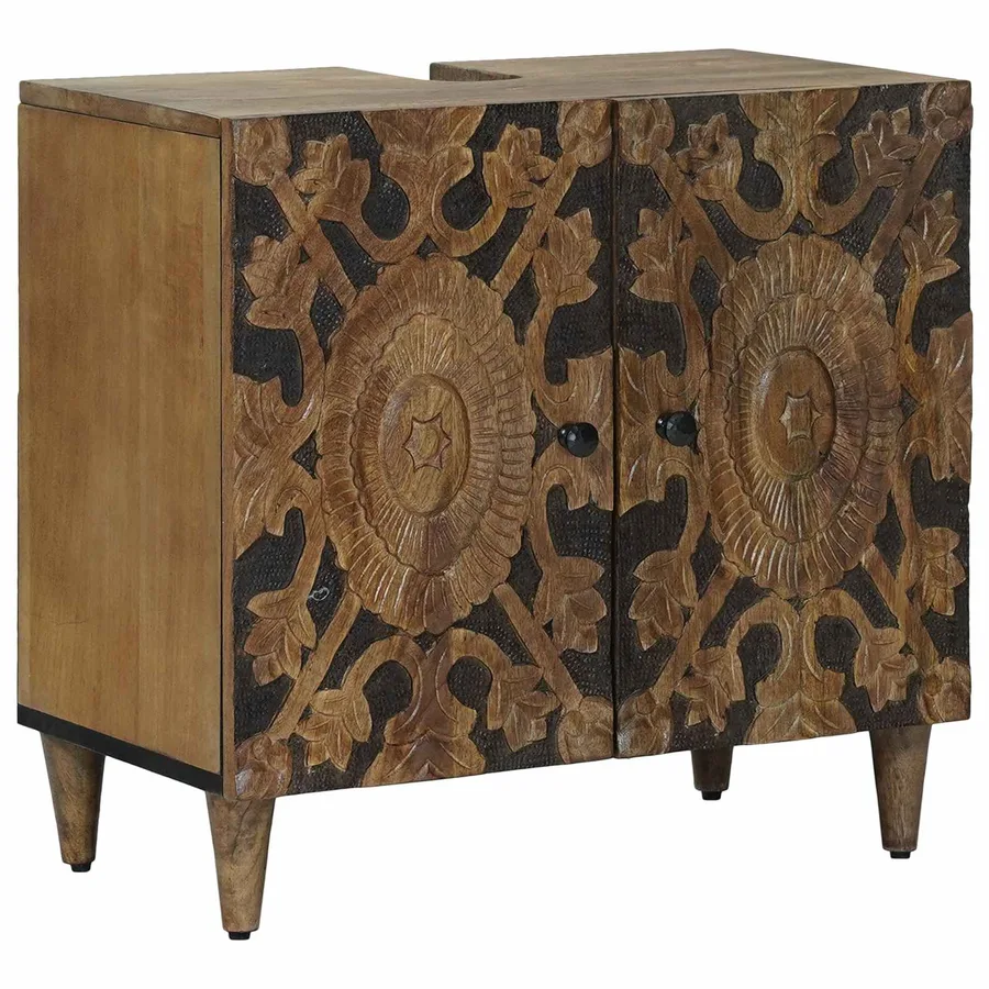 Ensemble de mobilier de salle de bain avec porte 2 pcs Marron - 3