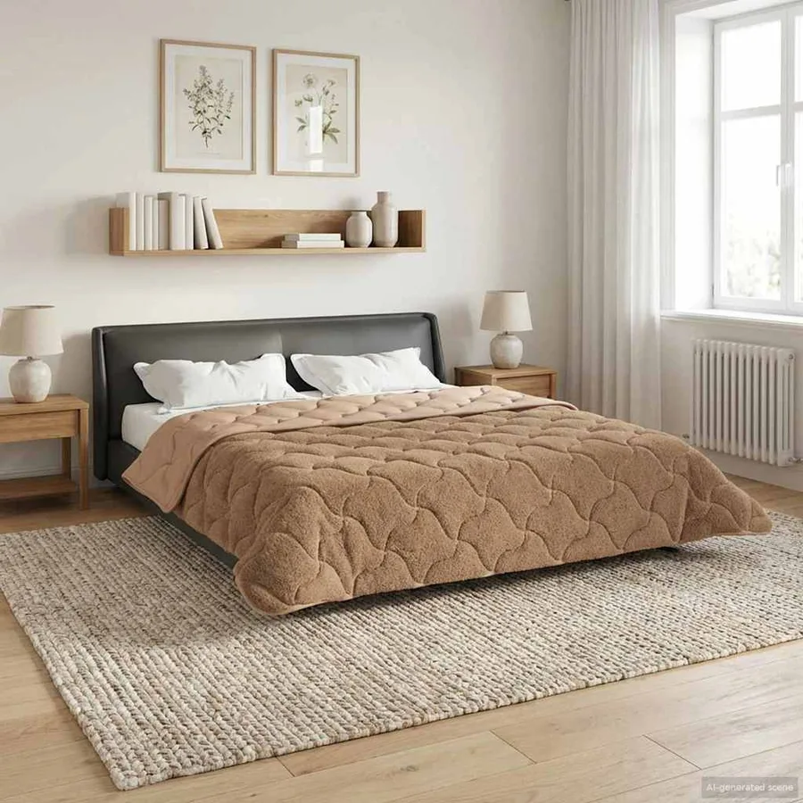 Duvet d'hiver Taupe 240 x 260 cm Microfibre et polaire Teddy - 4