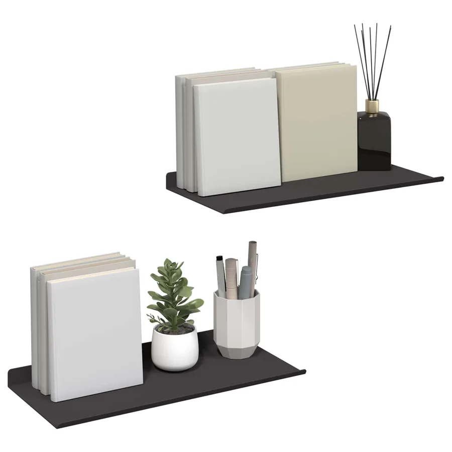 Étagère flottante 2 pcs Noir 40 x 17,5 x 2,5 cm Acier - 3