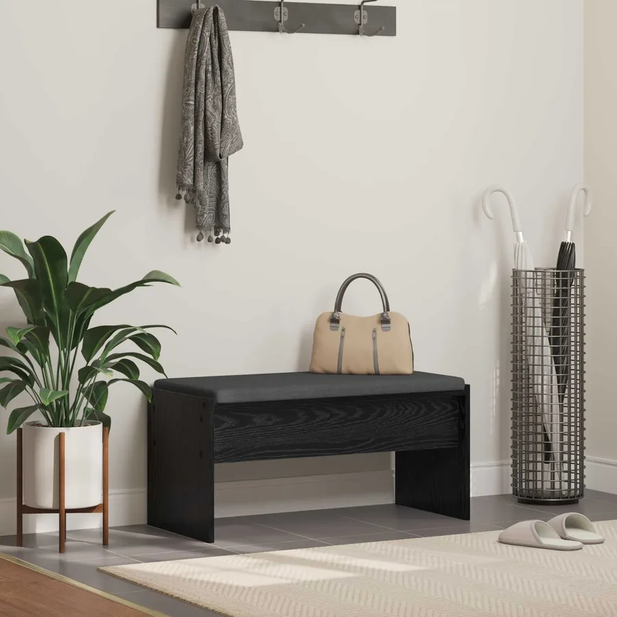 Banc d'entrée avec coussin Chêne noir 83 x 38 x 40 cm