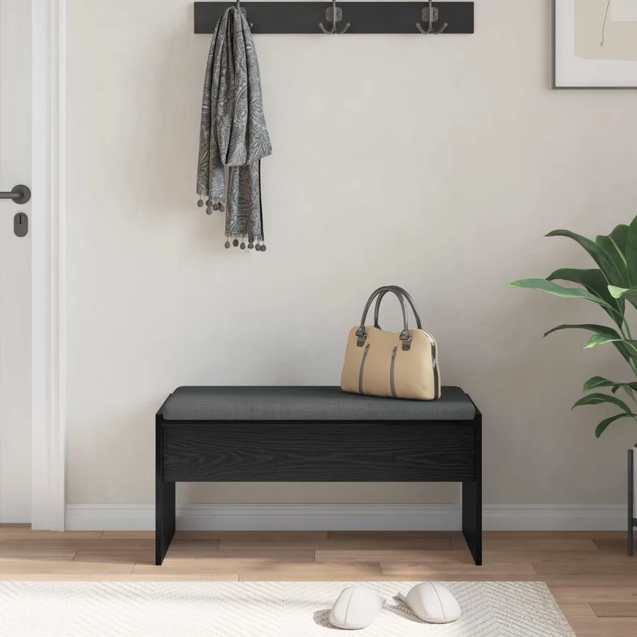 Banc d'entrée avec coussin Chêne noir 83 x 38 x 40 cm - 4