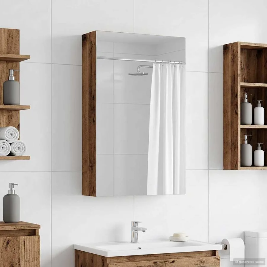 Armoire Miroir de Salle de Bain Bois ancien 30 x 10,5 x 50 cm - 4