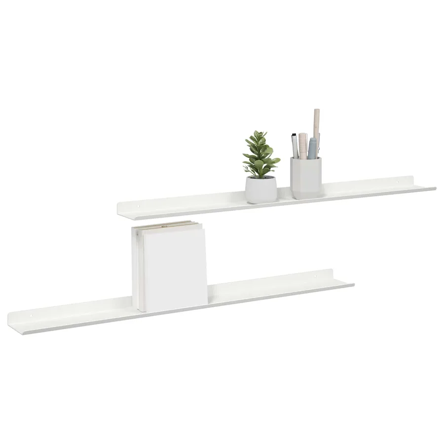 Étagère flottante 2 pcs Blanc 80 x 9 x 2,5 cm Acier - 3