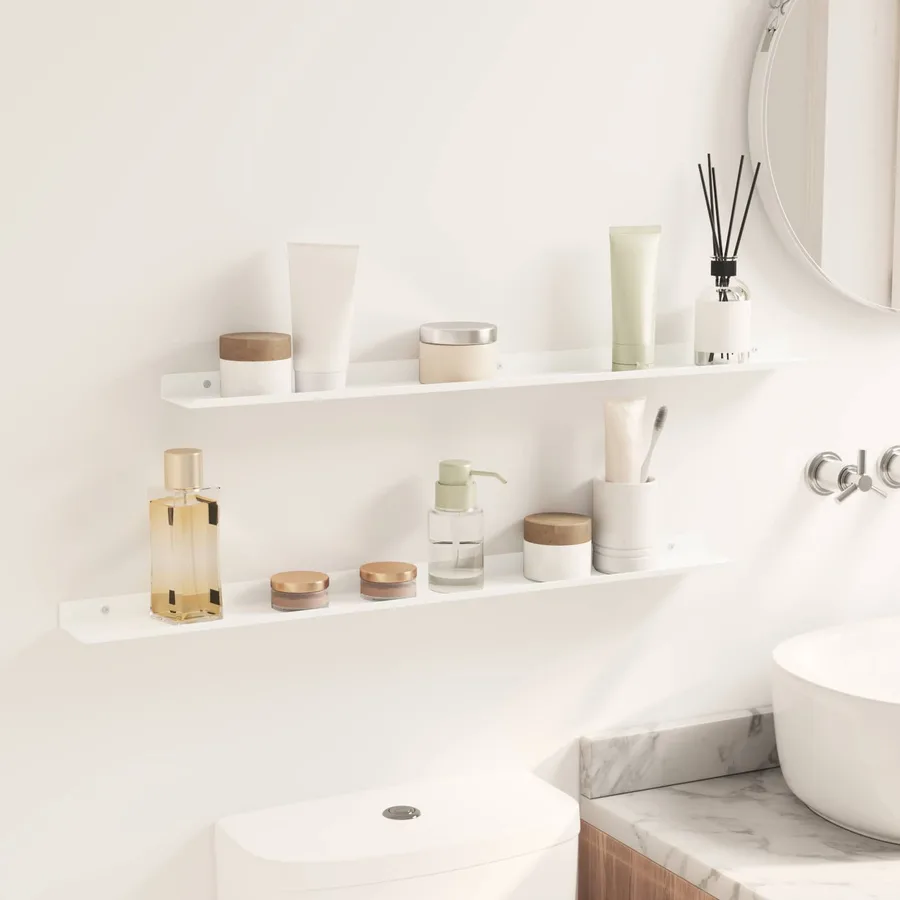 Étagère flottante 2 pcs Blanc 80 x 9 x 2,5 cm Acier - 4