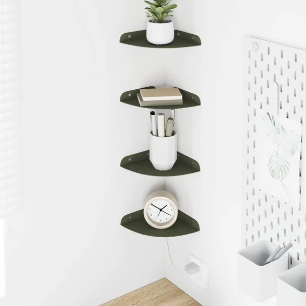 Étagère flottante avec étagère 4 pcs Vert olive 15 x 15 x 2 cm