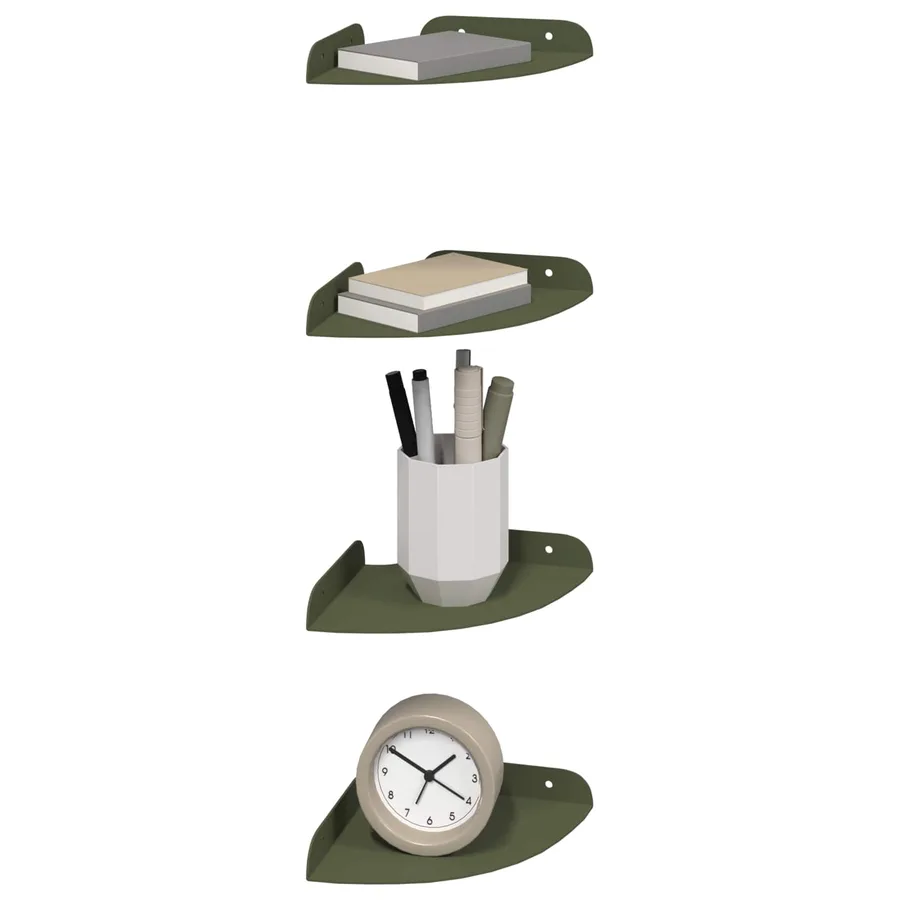 Étagère flottante avec étagère 4 pcs Vert olive 15 x 15 x 2 cm - 3