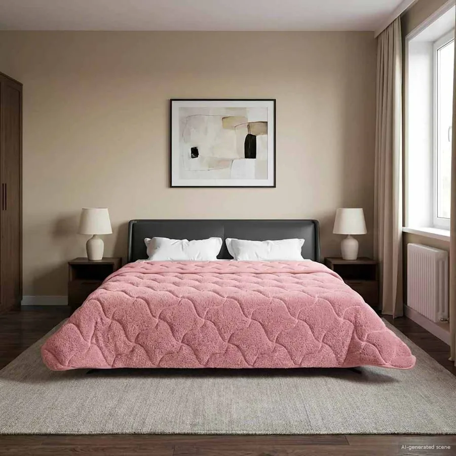 Duvet d'hiver Rose 240 x 260 cm Microfibre et polaire Teddy - 4
