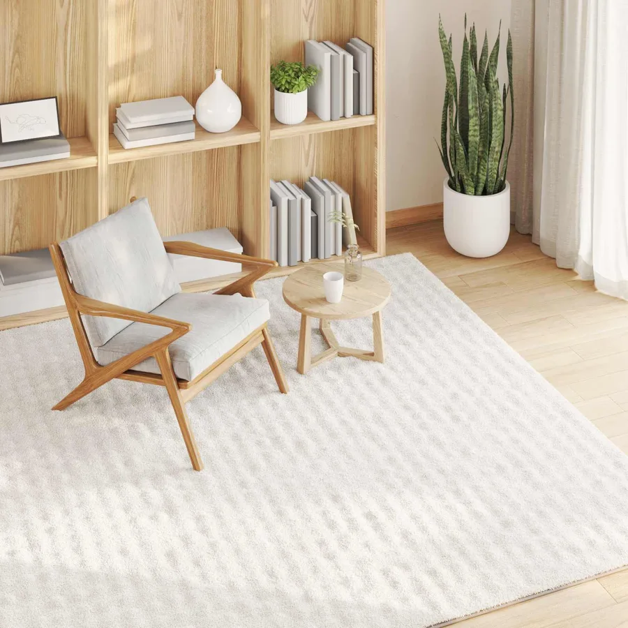 Tapis de surface Carré SIROLO Crème 120 x 120 cm Polyester - 3