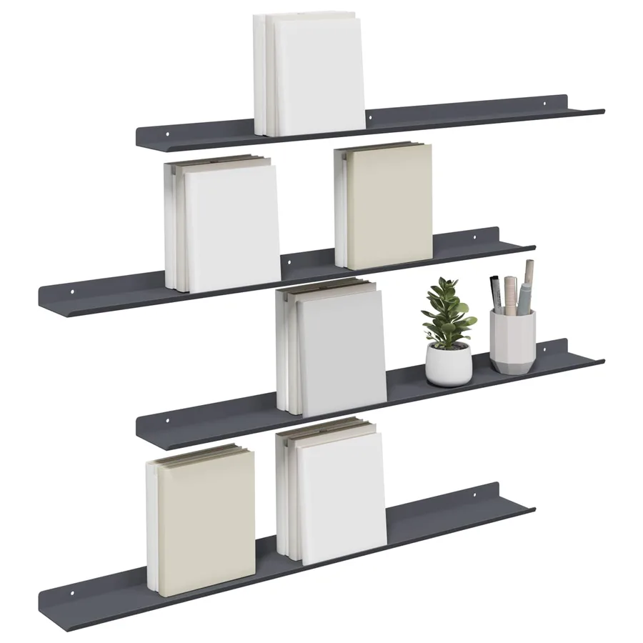 Étagère flottante 4 pcs Anthracite 80 x 9 x 2,5 cm Acier - 3