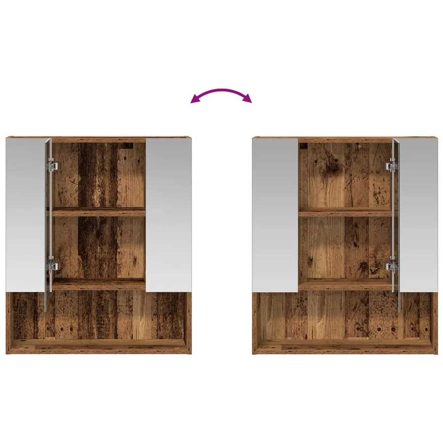Armoire Miroir de Salle de Bain Bois ancien 60 x 14.5 x 70 cm - 10