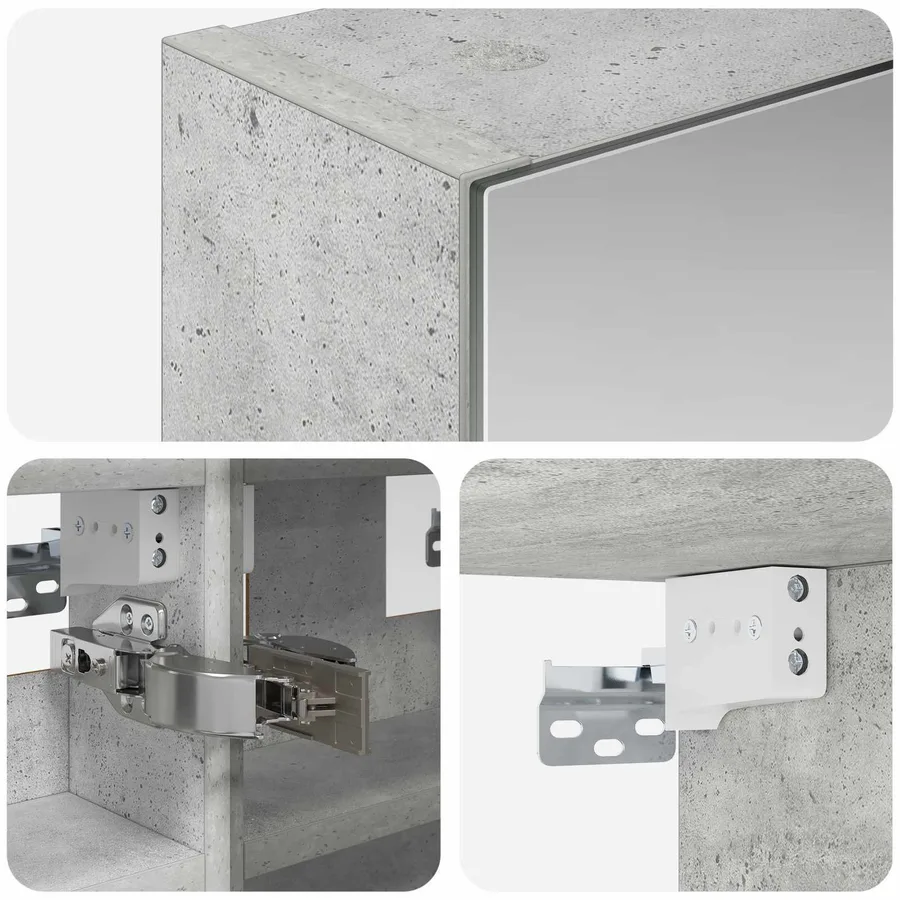Armoire Miroir de Salle de Bain Gris béton 30 x 10,5 x 50 cm - 10