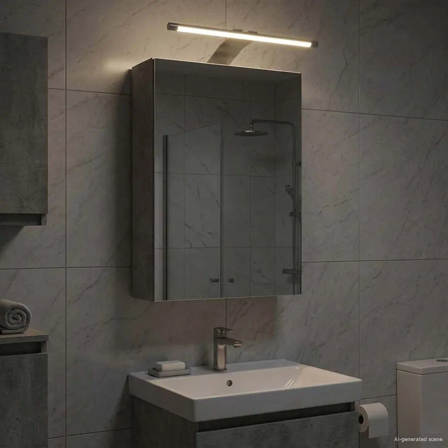 Armoire Miroir de Salle de Bain Gris béton 30 x 10,5 x 50 cm - 4