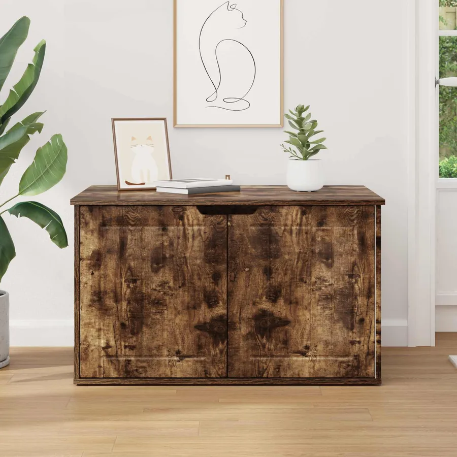 Maison pour chat Chêne fumé 85 x 55 x 50,5 cm Bois d'ingénierie - 4