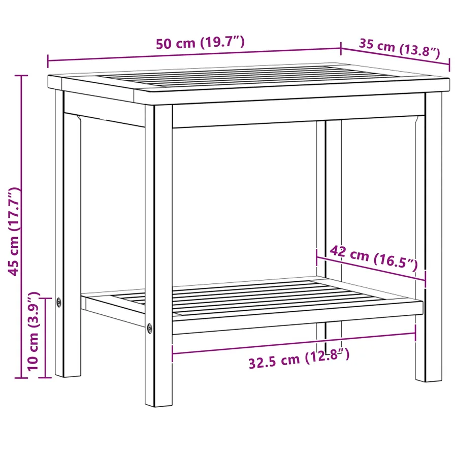 Table d'appoint Huile Naturelle 50 x 35 x 45 cm - 9