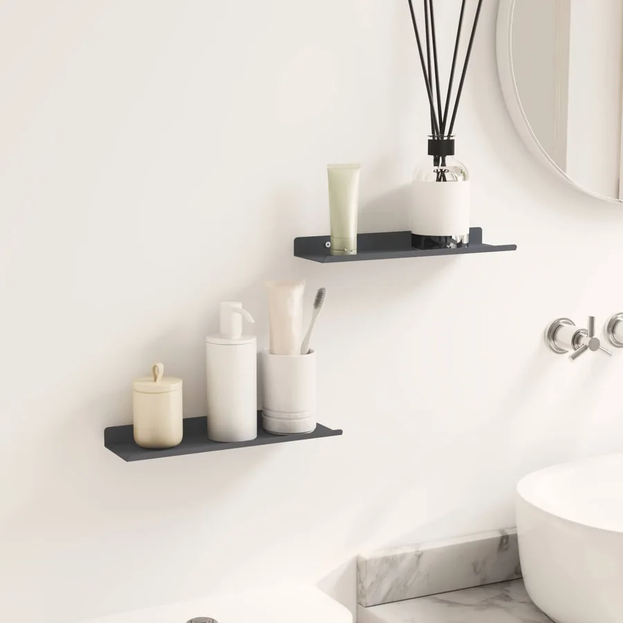 Étagère flottante 2 pcs Anthracite 30 x 9 x 2,5 cm Acier - 4
