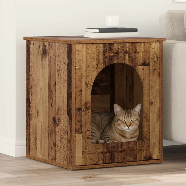 Maison pour chat Bois ancien 53 x 52 x 62 cm Bois d'ingénierie