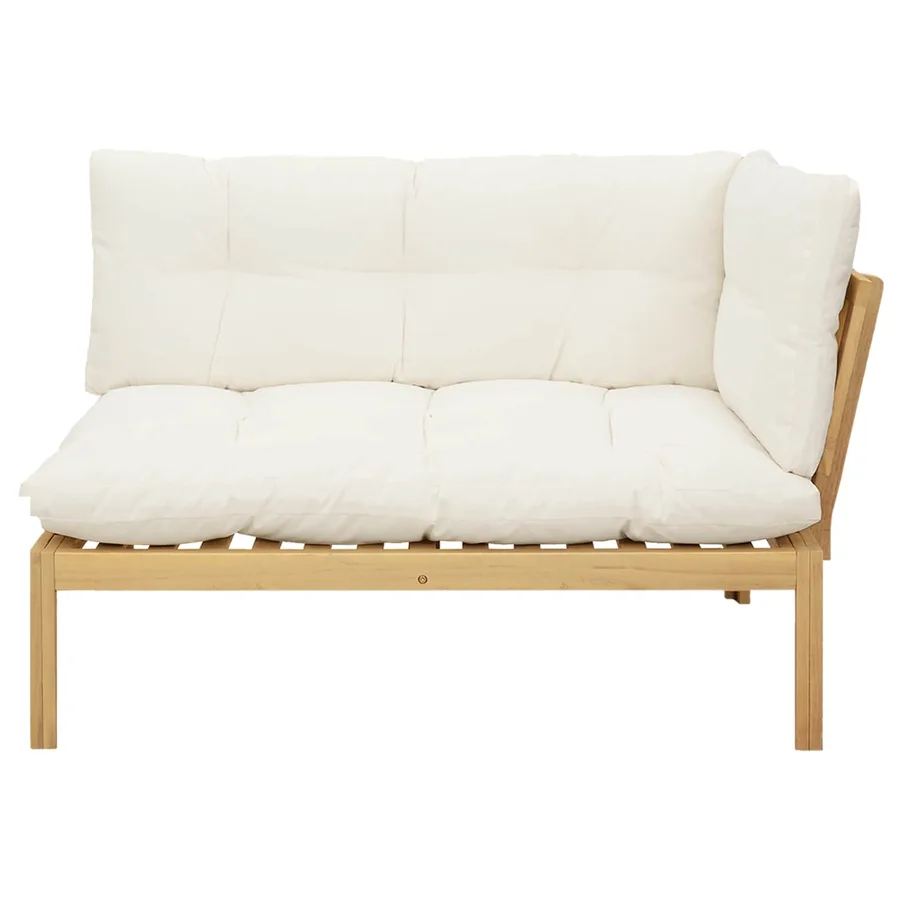 Unité de canapé d'angle Acacia Clair et Blanc Crème - 5